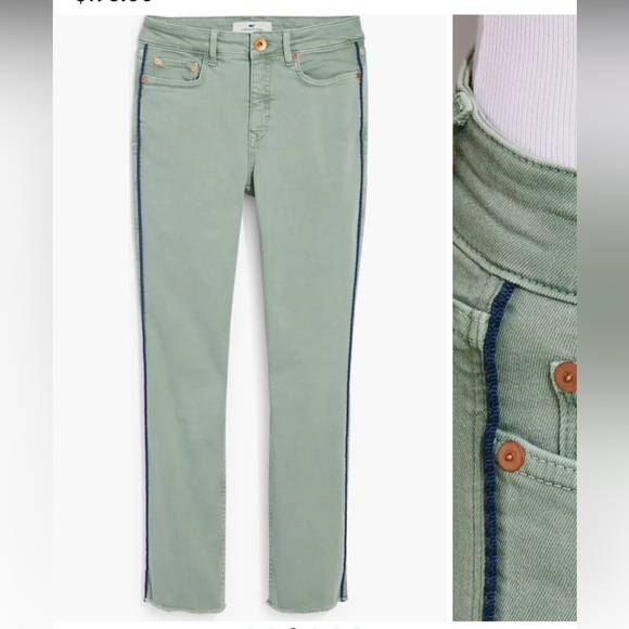 VINEYARD VINES HIGH RISE Kick Flare Sea Moss Green With Navy Stripe, sz 31, EUC - Picture 3 of 10